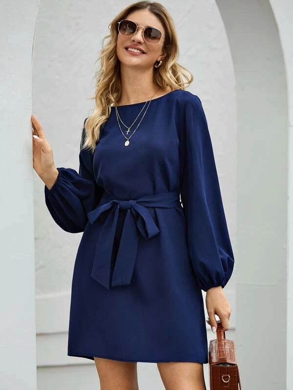 Robe en maille unie mi-longue pour femmes