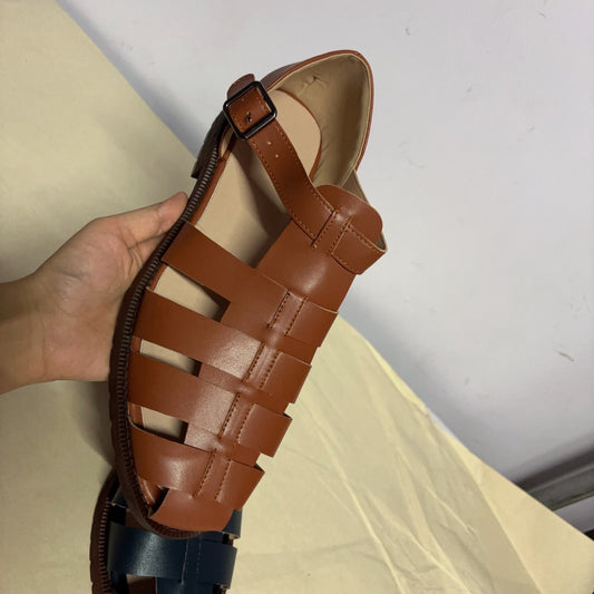 Sandales pour hommes en cuir respirant avec boucle