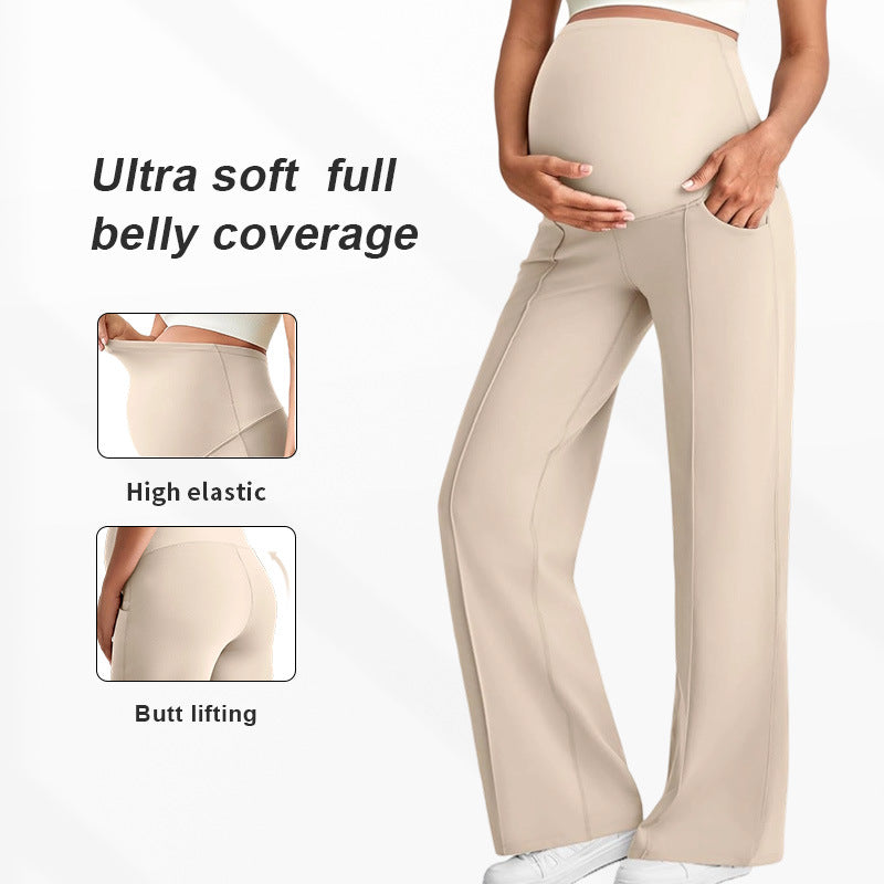Pantalon de maternité taille haute à jambes larges