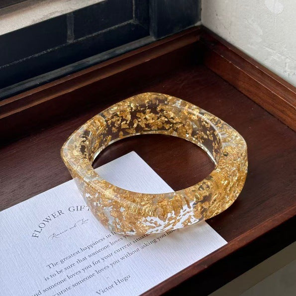 Bracelet géométrique irrégulier en résine pour femme