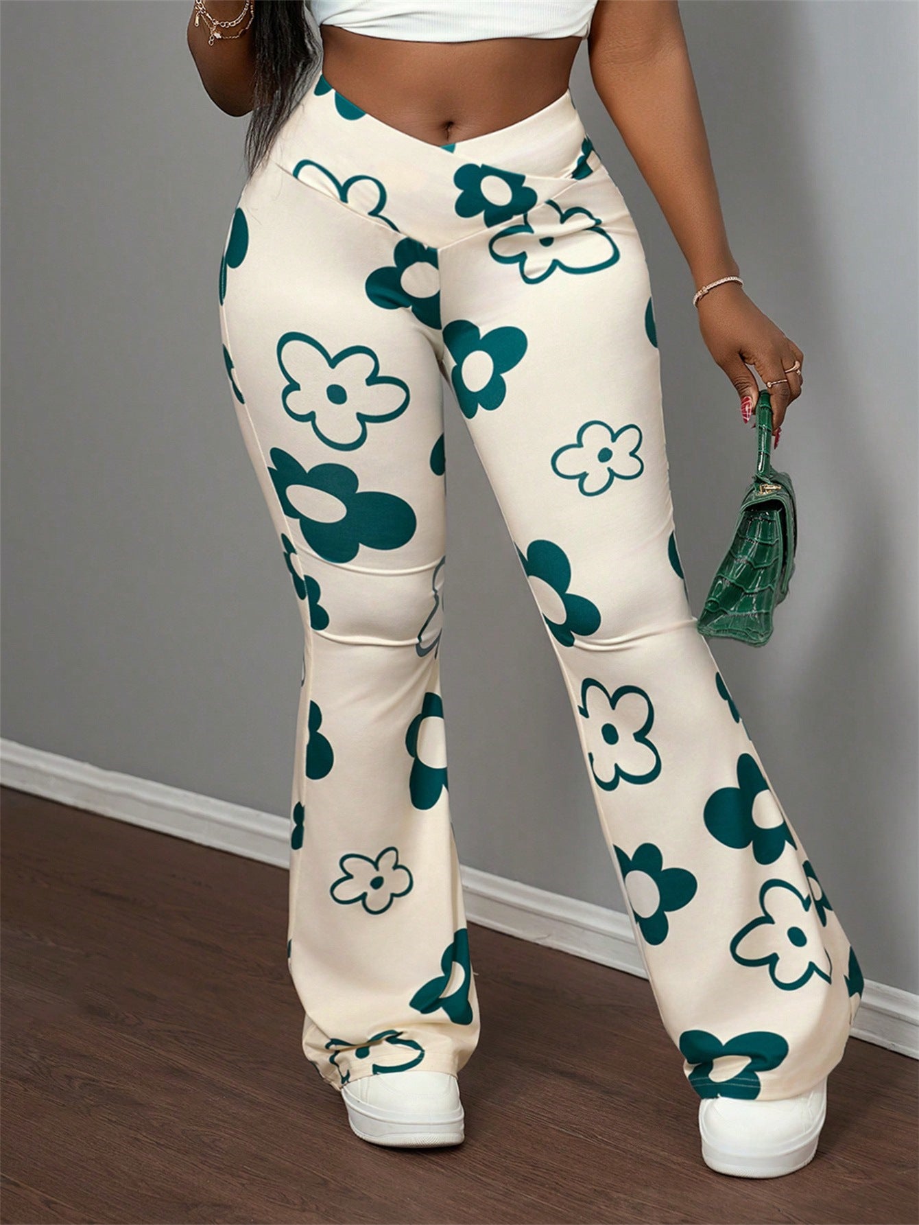 Pantalon décontracté imprimé pour femmes avec coupe stretch