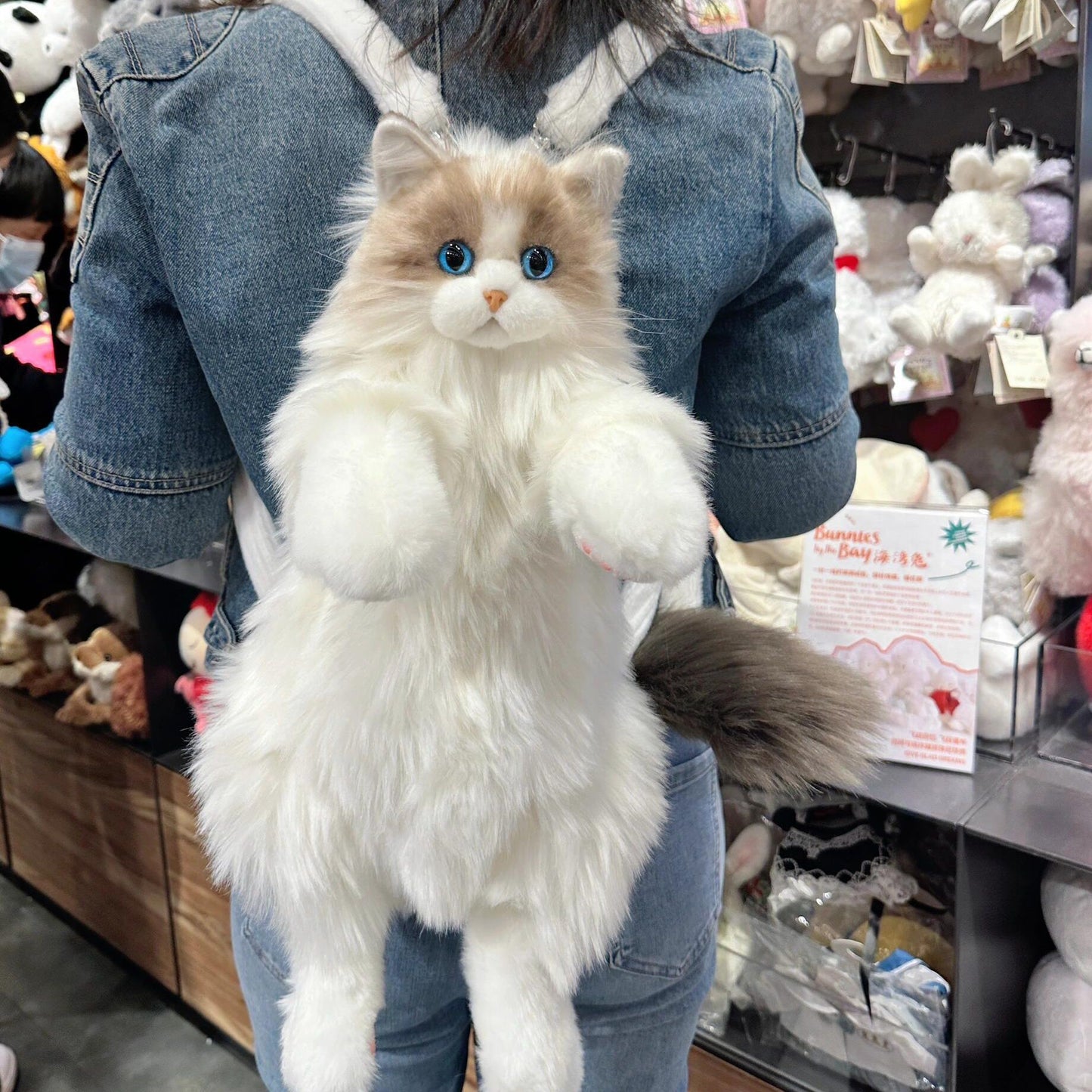 Sac à dos poupée chat en peluche