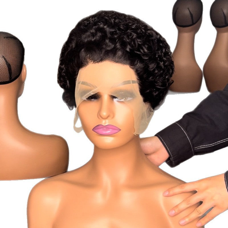 Perruque Pixie Bouclée en Cheveux Humains Brésiliens