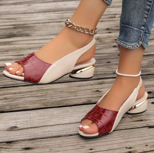 Womens Fish Mouth Sandals Medium Heel