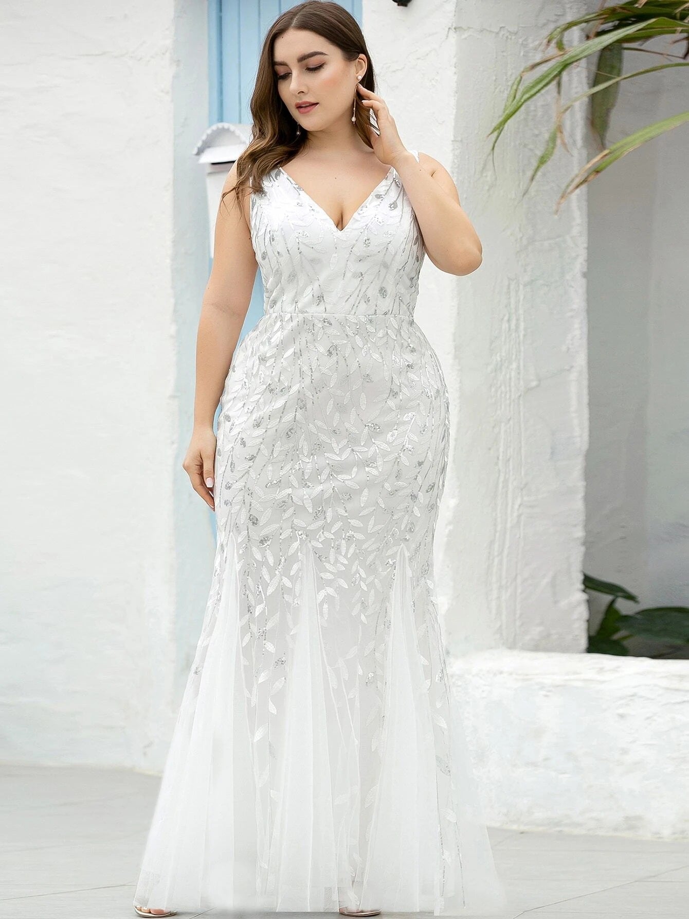 Robe de soirée sirène à sequins brodés