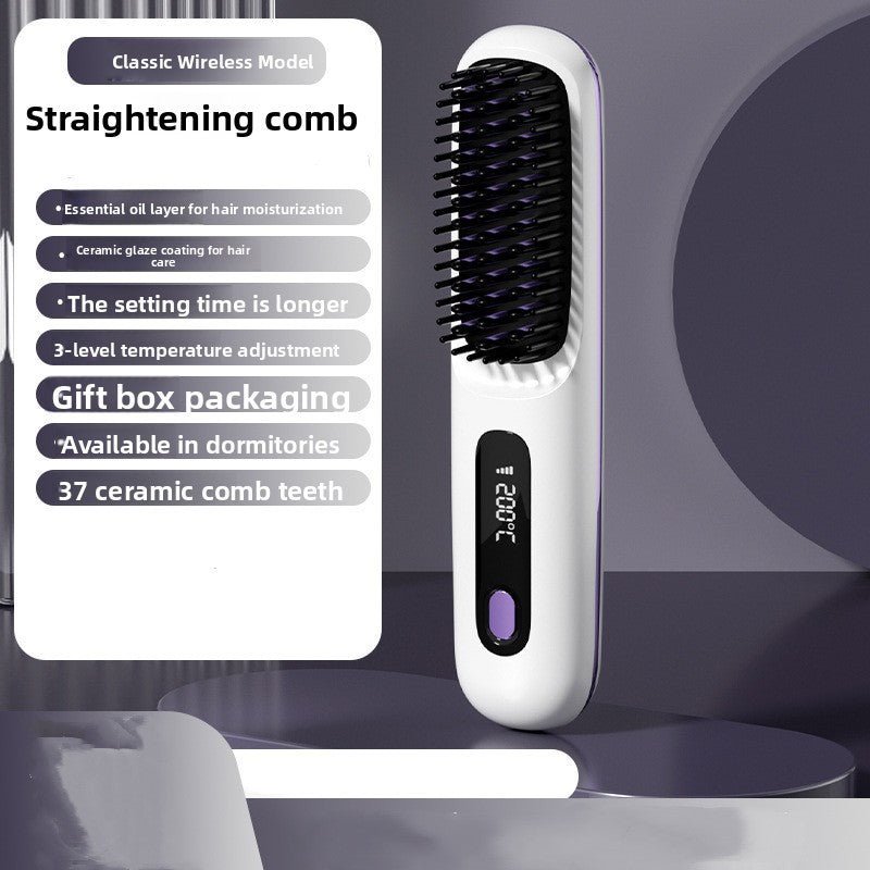 Brosse à cheveux lissante multifonctionnelle portable à chargement sans fil