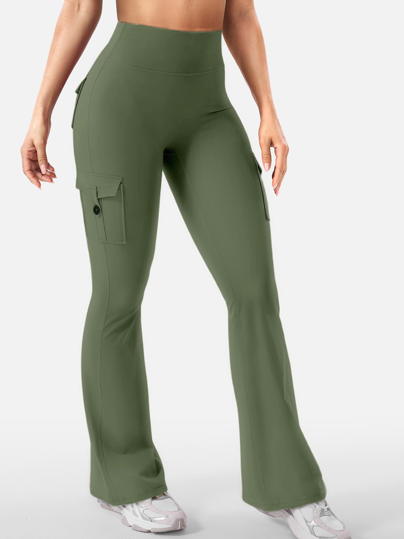 Leggings de sport évasés avec poches Pantalon de yoga taille haute