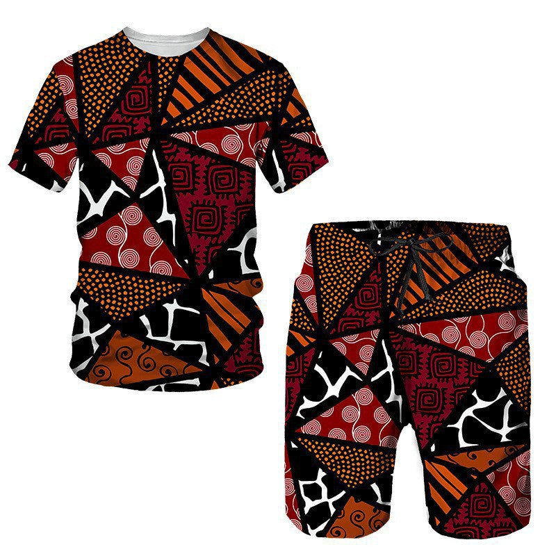 Ensemble T-shirt à manches courtes et short pour hommes en tissu africain