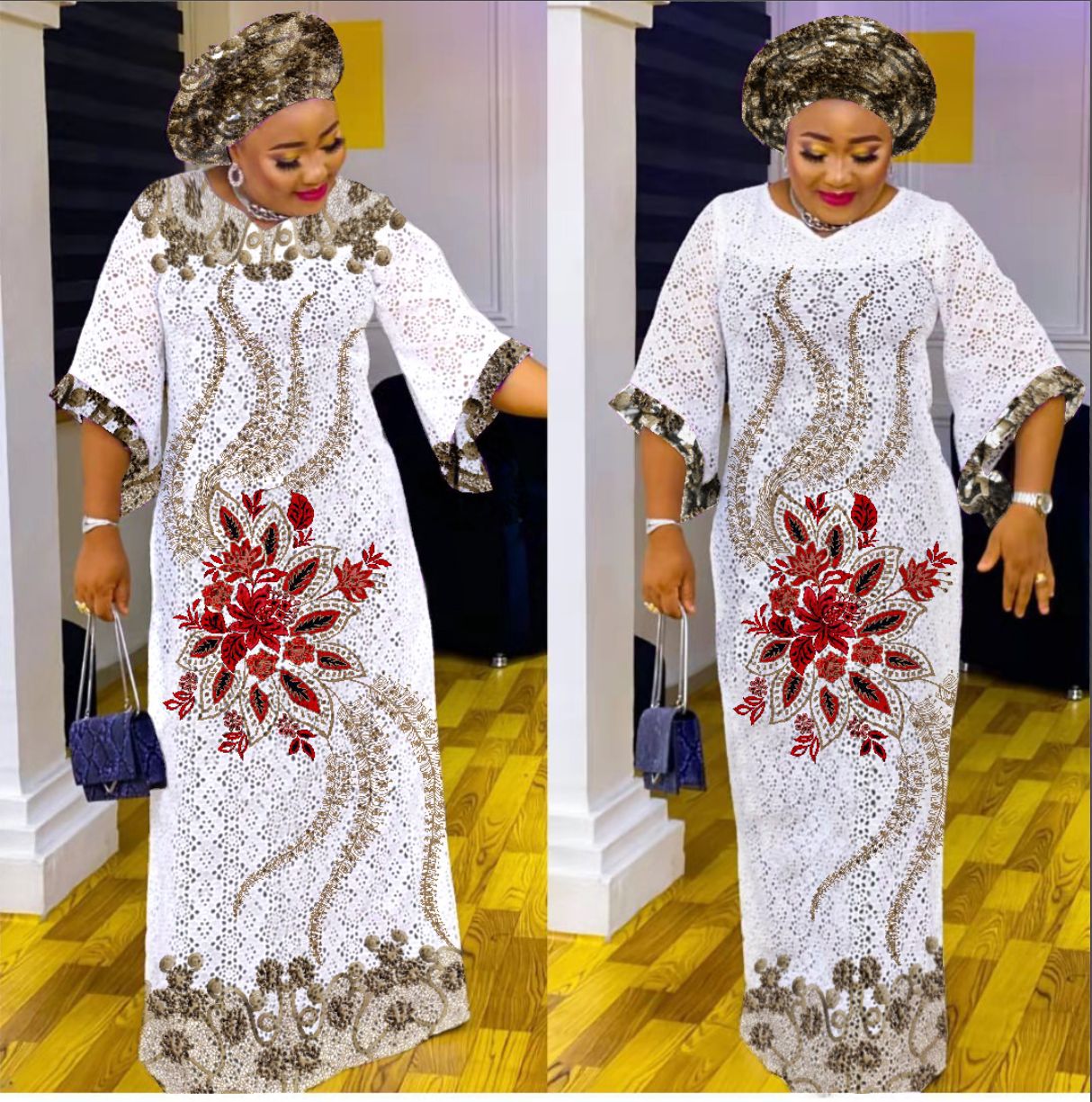 Robe longue ample à imprimé floral