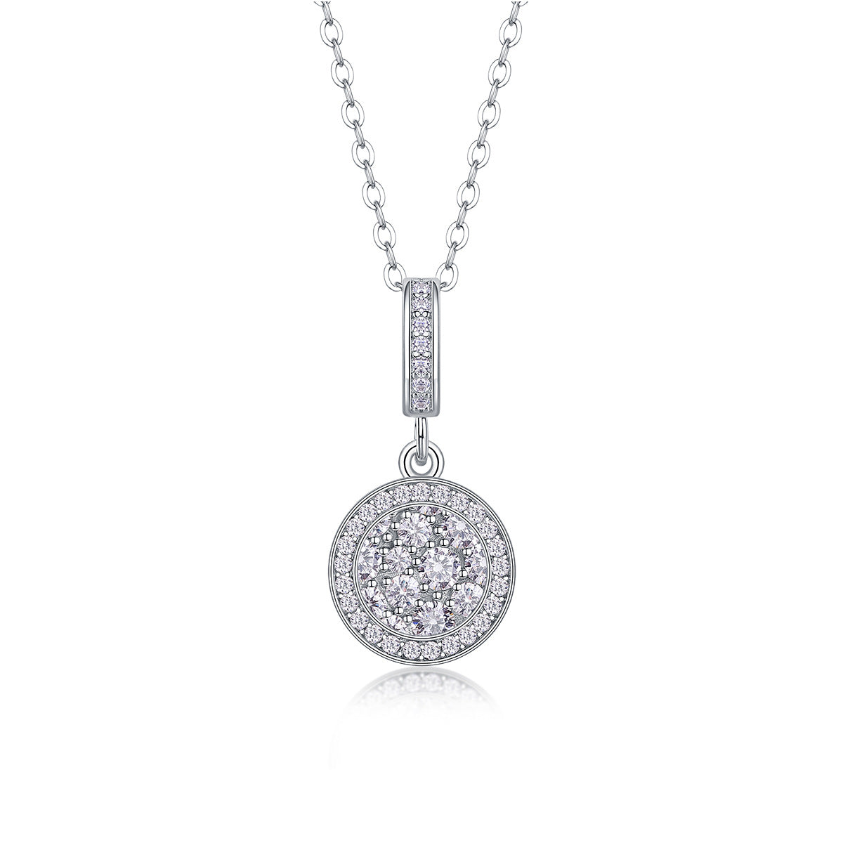 Collier pendentif géométrique en moissanite et argent sterling
