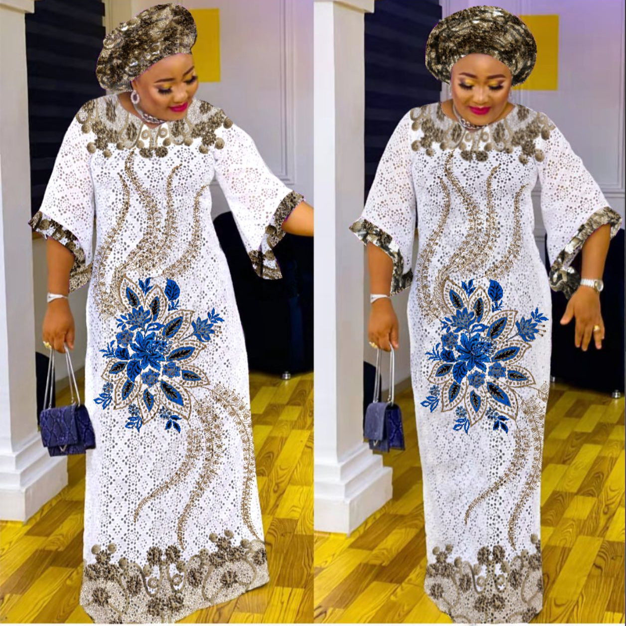 Robe longue ample à imprimé floral
