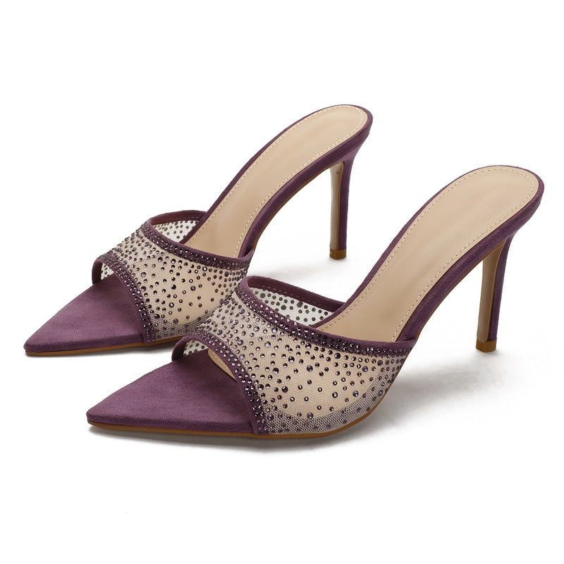 Habit :Sandales à talons hauts à bout pointu ornées de strass