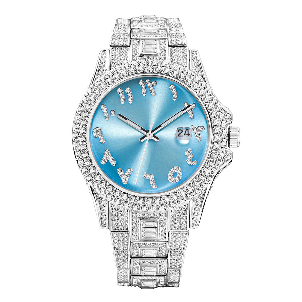 Montre à quartz pour hommes avec accents en diamant