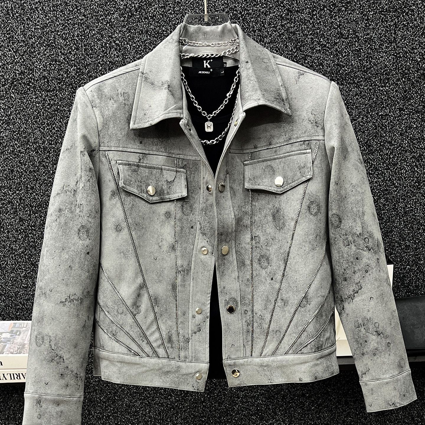 Veste courte rétro tie-dye pour hommes