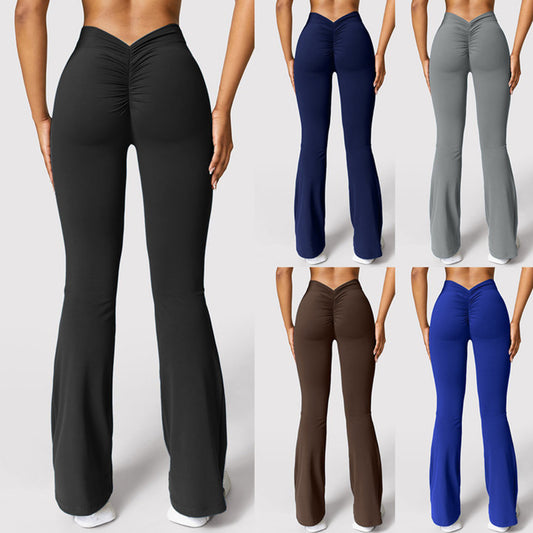 Pantalon de yoga évasé taille haute pour femmes
