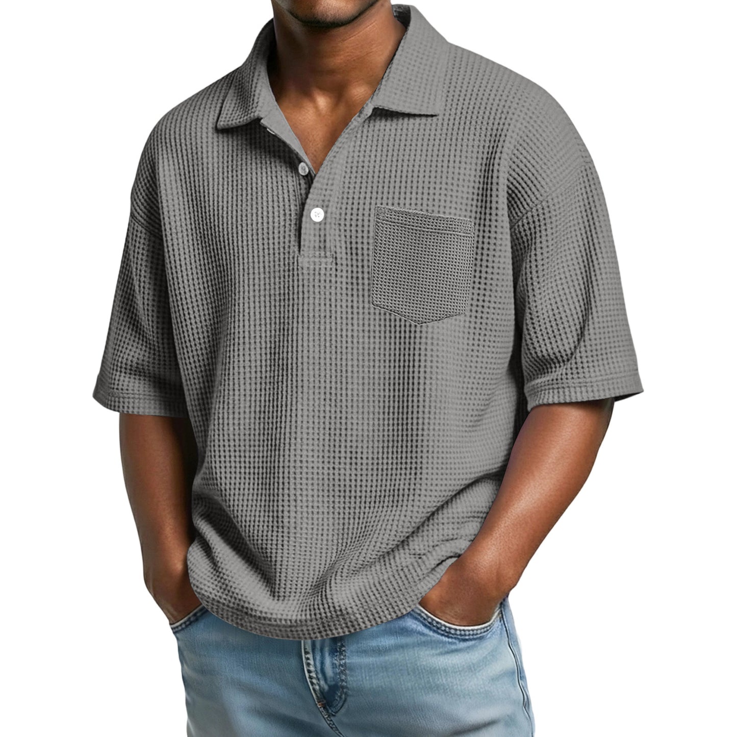 Polo en maille gaufrée pour homme
