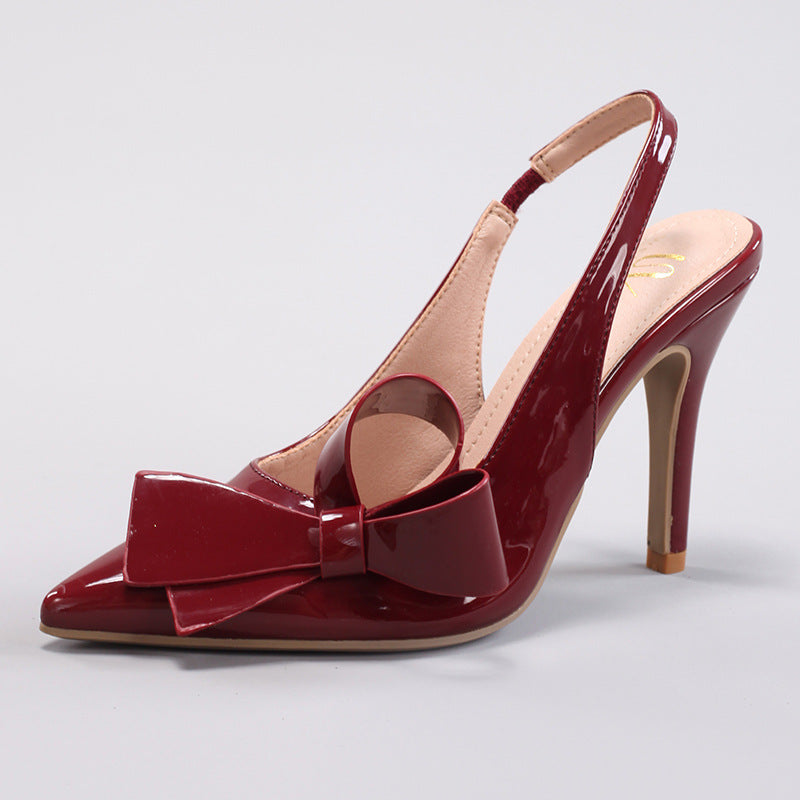 Chaussures :Sandales à talon haut avec nœud, bout pointu et bride à la cheville