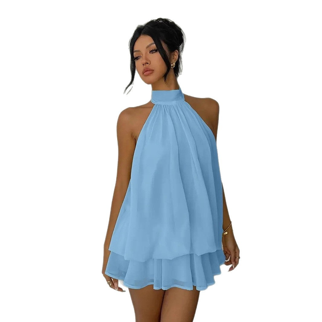 Robe femme à encolure américaine, taille haute, coupe A