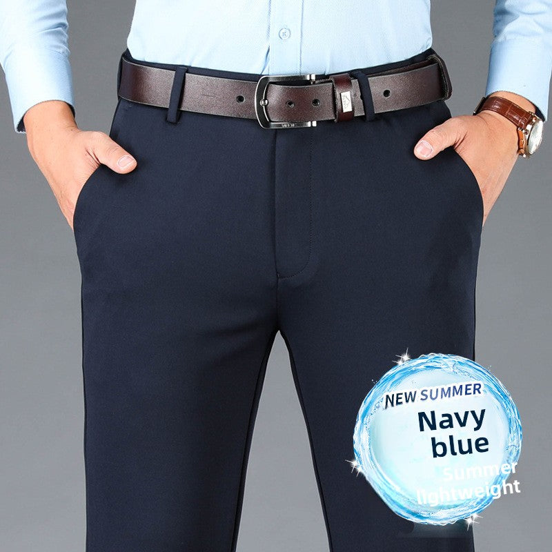 Pantalon décontracté à jambes droites élastiques pour homme