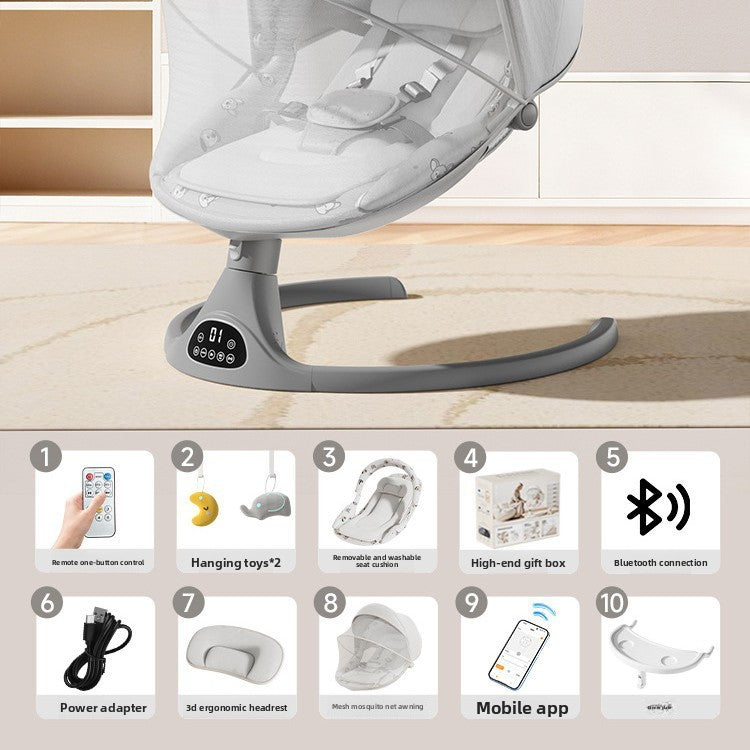 Fauteuil à bascule électrique pour bébé avec commande par application Bluetooth