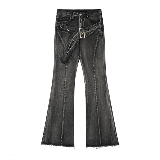 Pantalon en coton évasé pour femmes avec bord brut