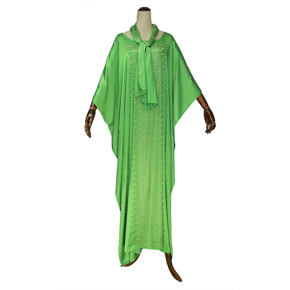 Habit :Robe de chambre en satin de soie à manches chauve-souris pour femme
