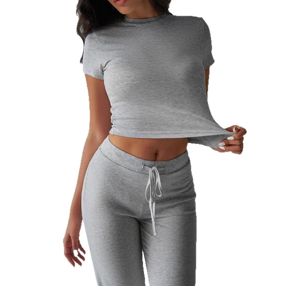 Ensemble pour femme décontracté avec pantalon et manches courtes