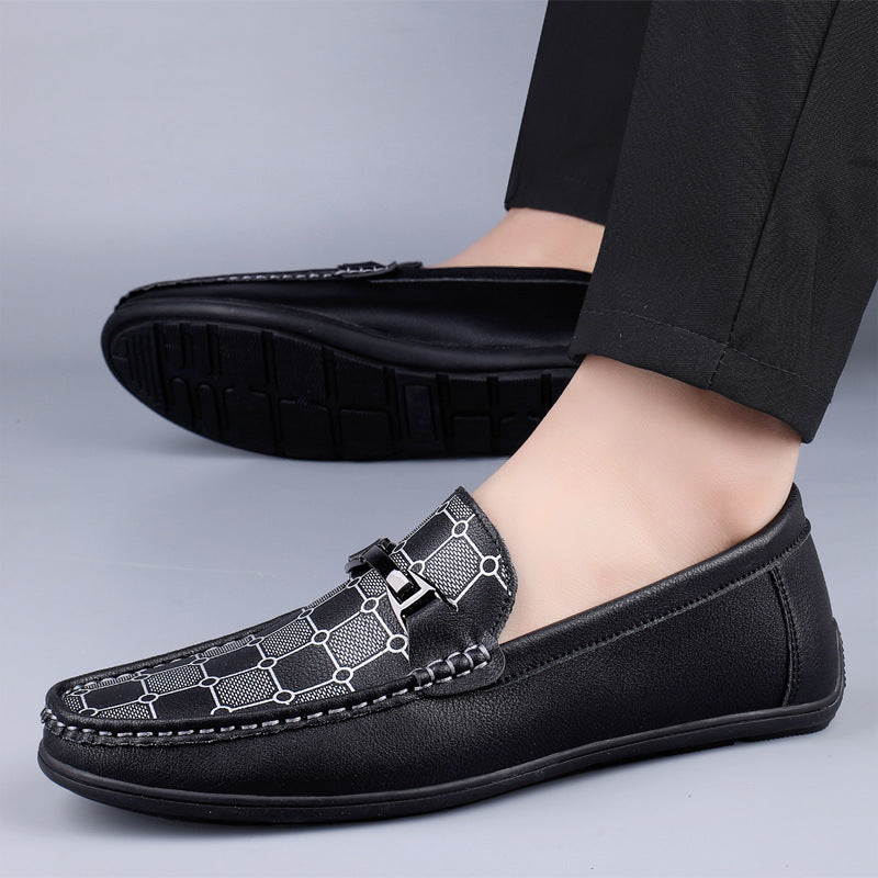 Chaussures en cuir décontractées à enfiler pour homme
