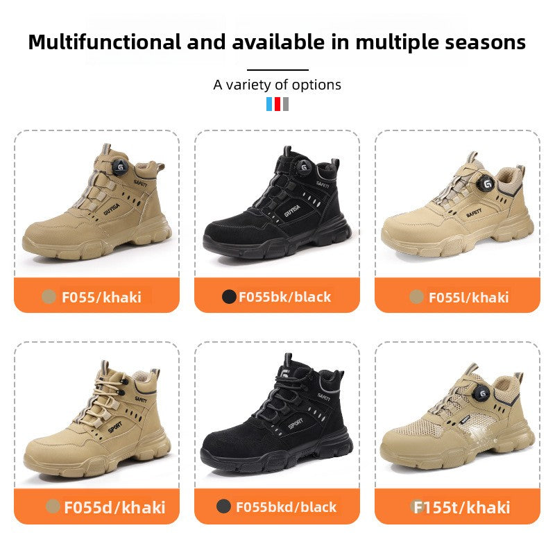 Chaussures de sécurité pour hommes à embout en acier, anti-perforation, légères et dotées d'une boucle intelligente