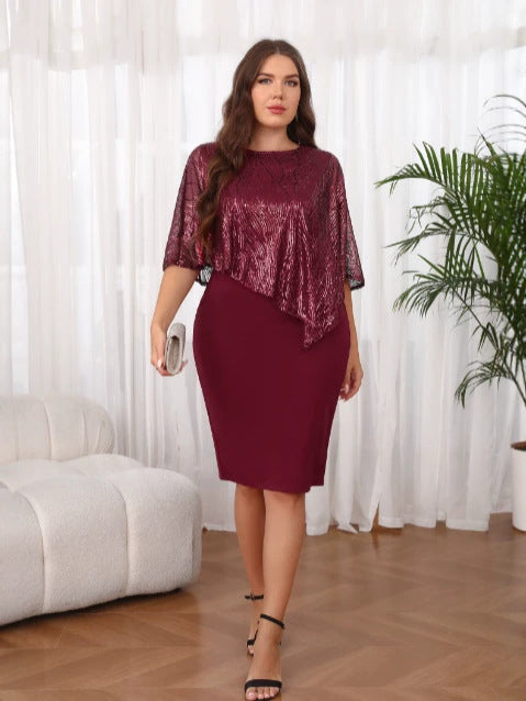 Robe grande taille à empiècements perlés