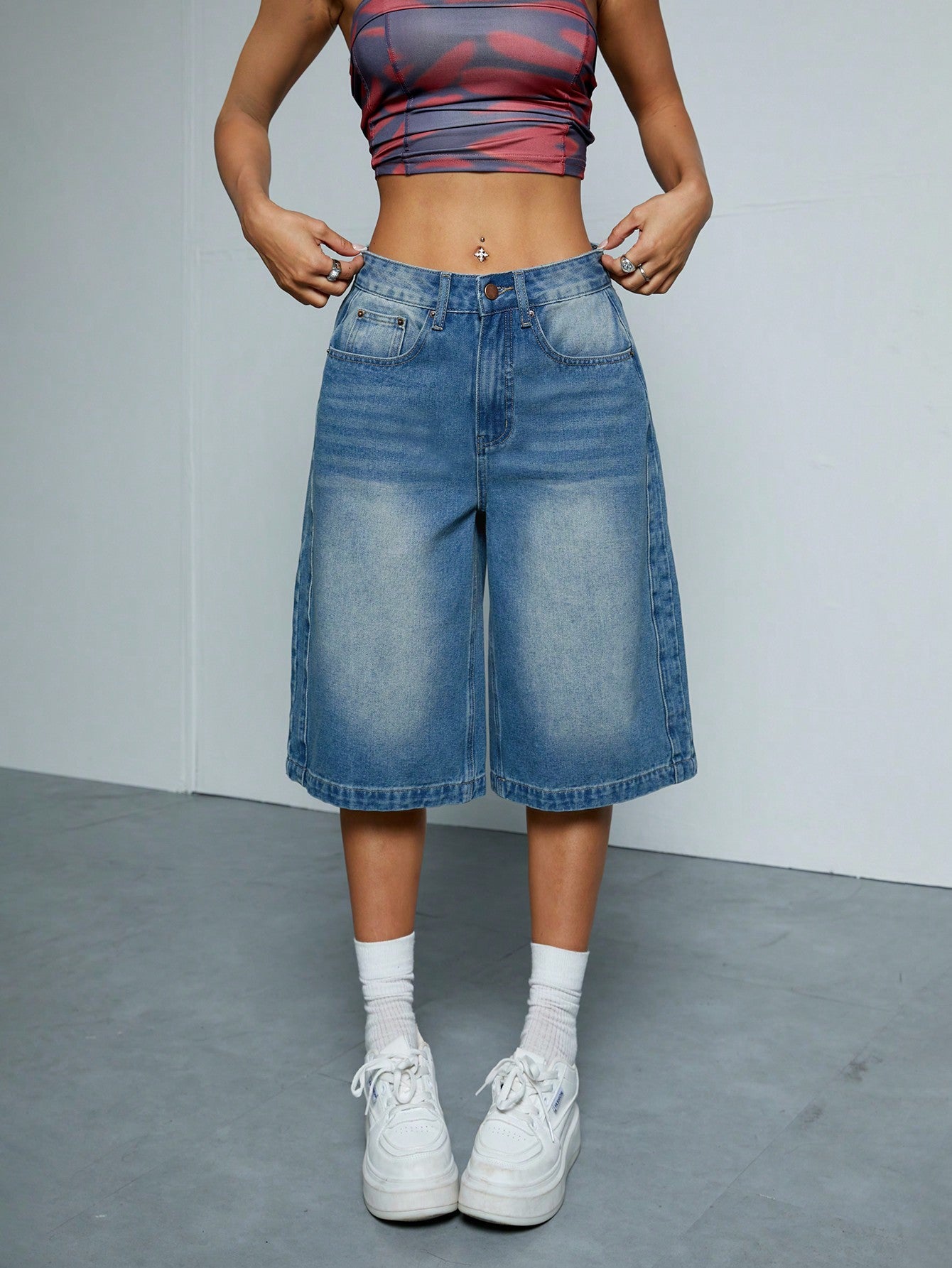 Short en jean à jambes droites