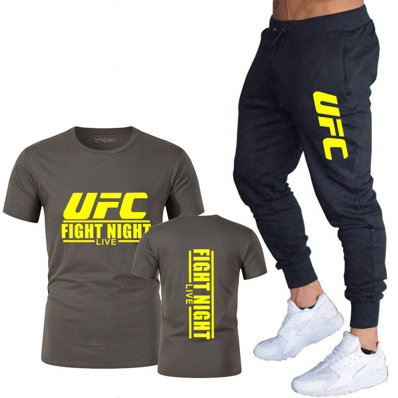 Ensemble de vêtements de sport pour hommes comprenant un t-shirt en coton et un pantalon