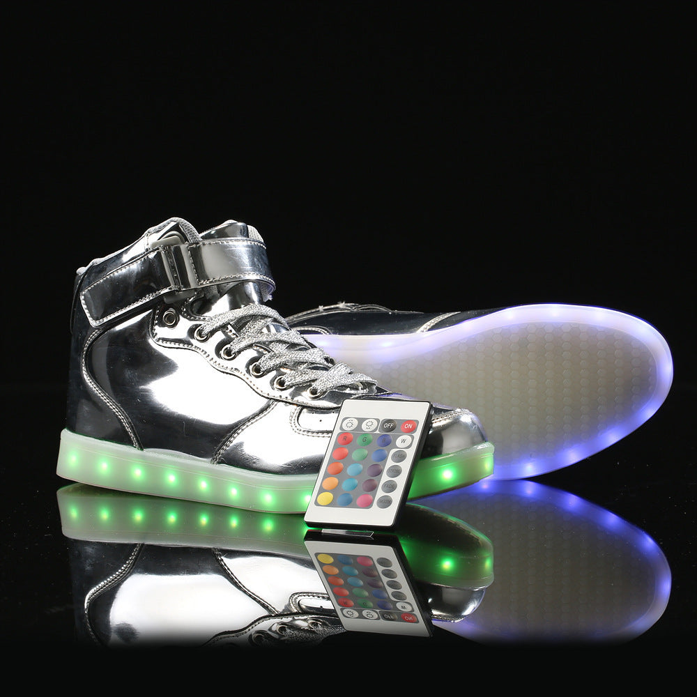 Chaussures décontractées lumineuses à surface miroir et velcro