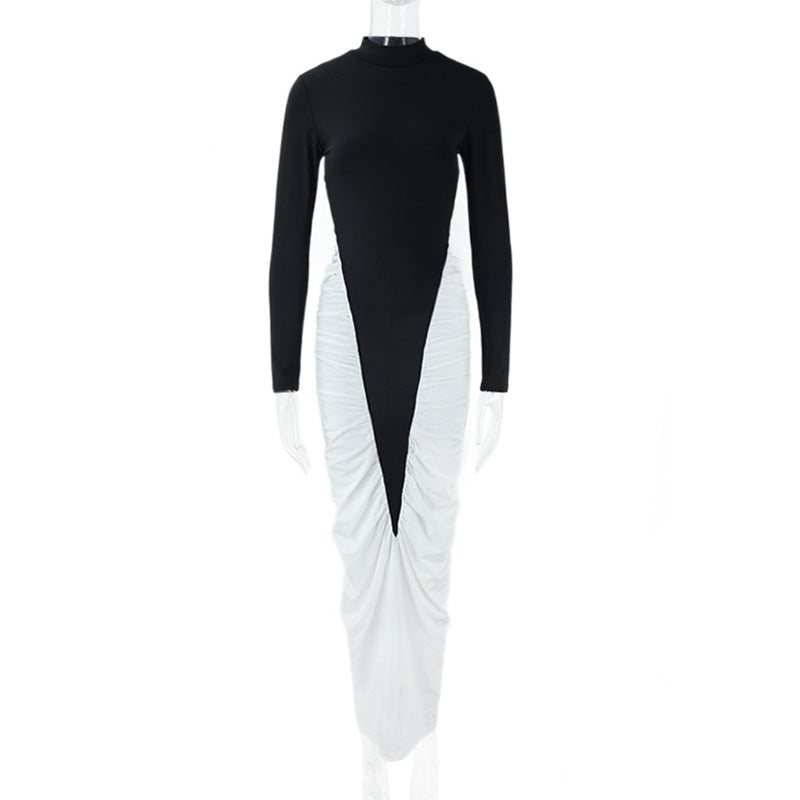 Robe patchwork à plis