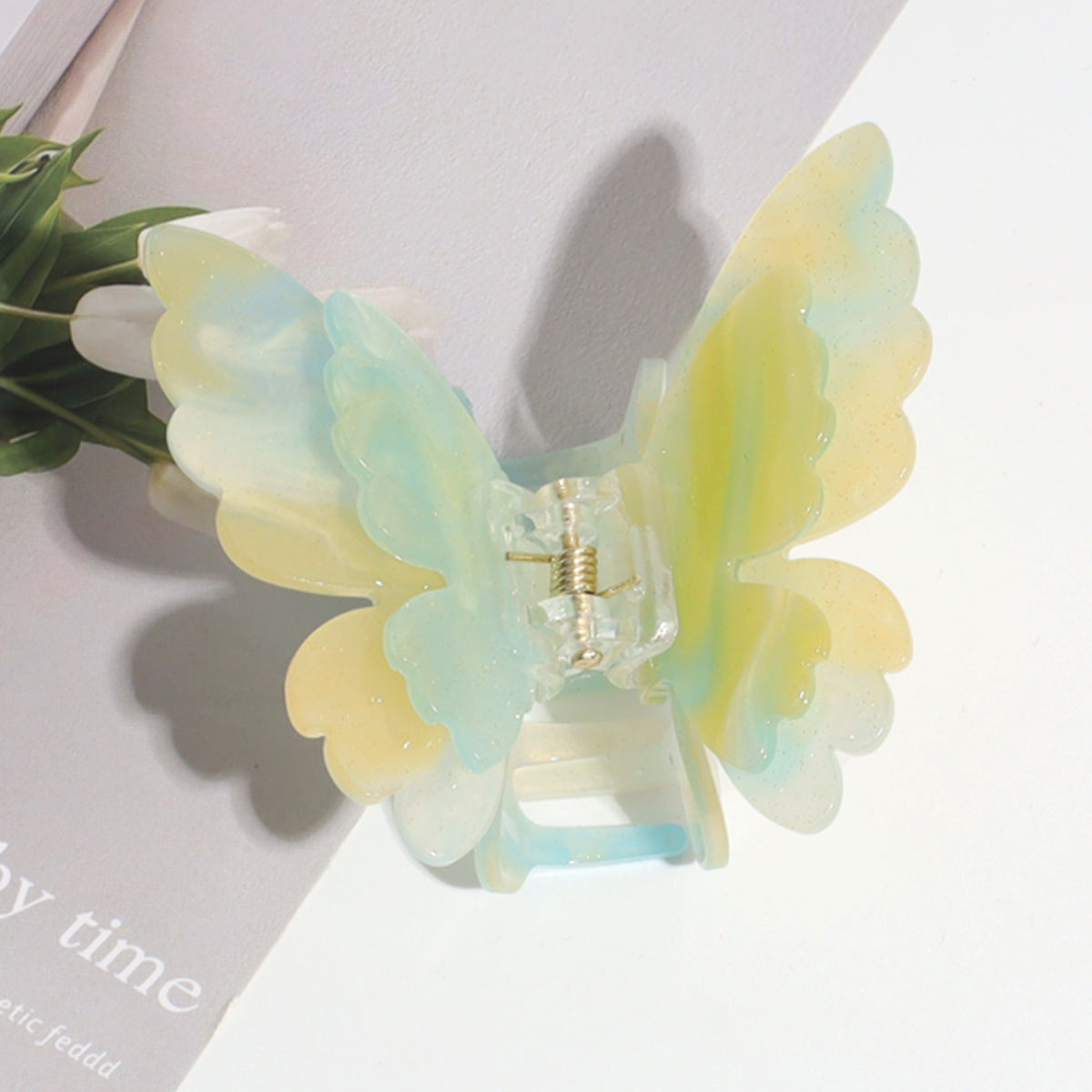 Pince a cheveux papillon double couche a degrade nacre