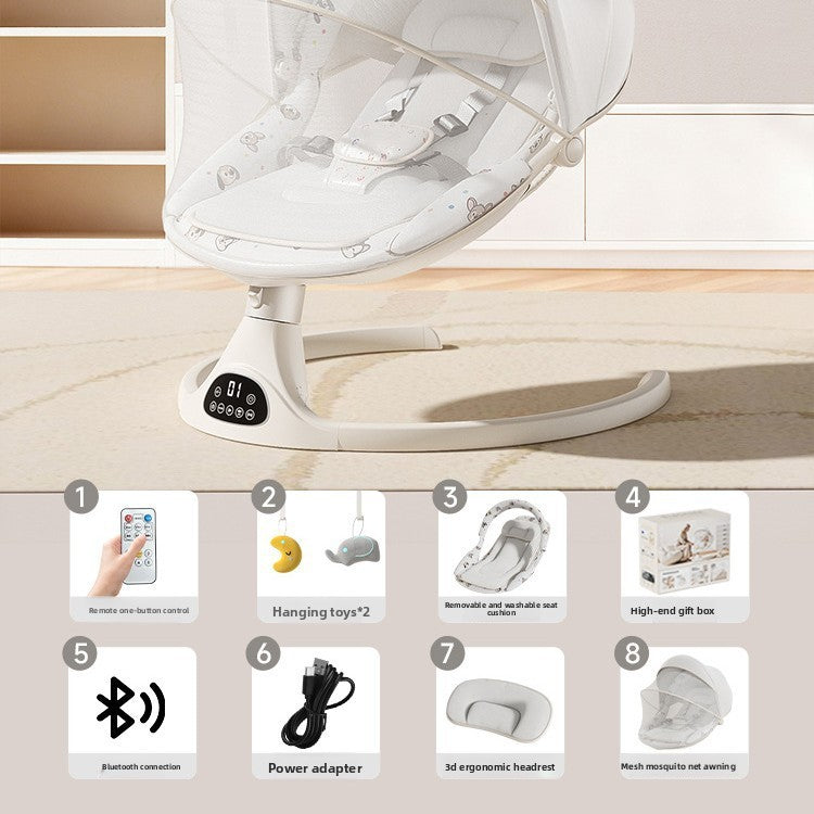 Fauteuil à bascule électrique pour bébé avec commande par application Bluetooth