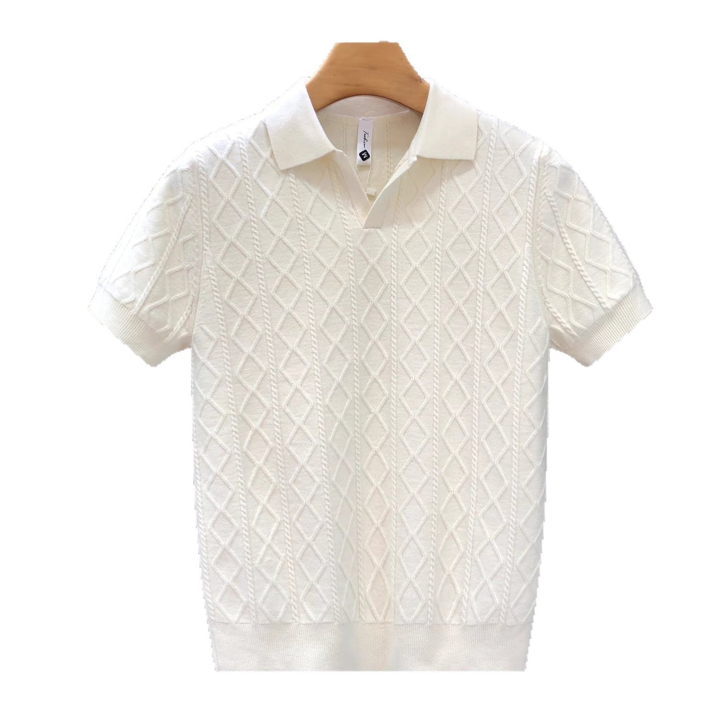 Polo texturé à col en V pour homme