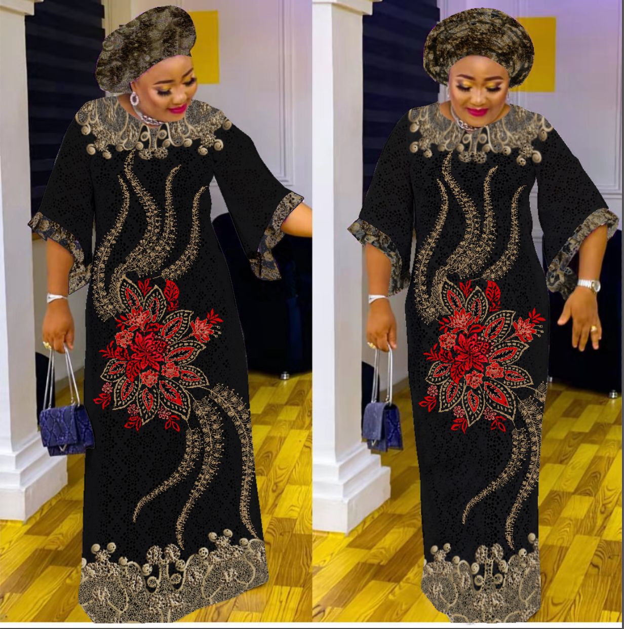 Robe longue ample à imprimé floral