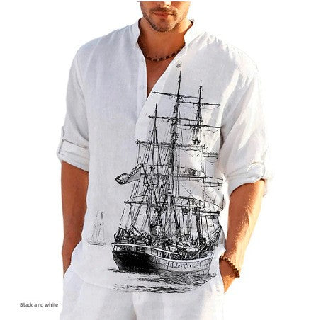 Chemise d'été à col montant imprimée
