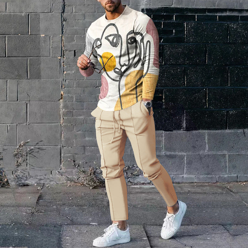 Ensemble pull et pantalon de survêtement décontracté pour homme, imprimé 3D