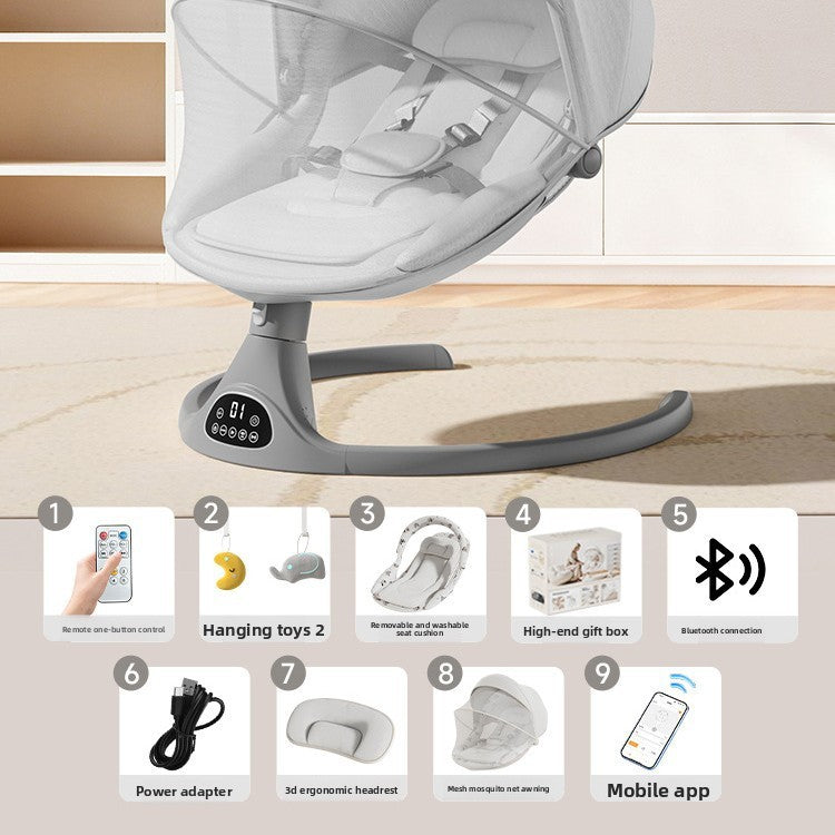 Fauteuil à bascule électrique pour bébé avec commande par application Bluetooth