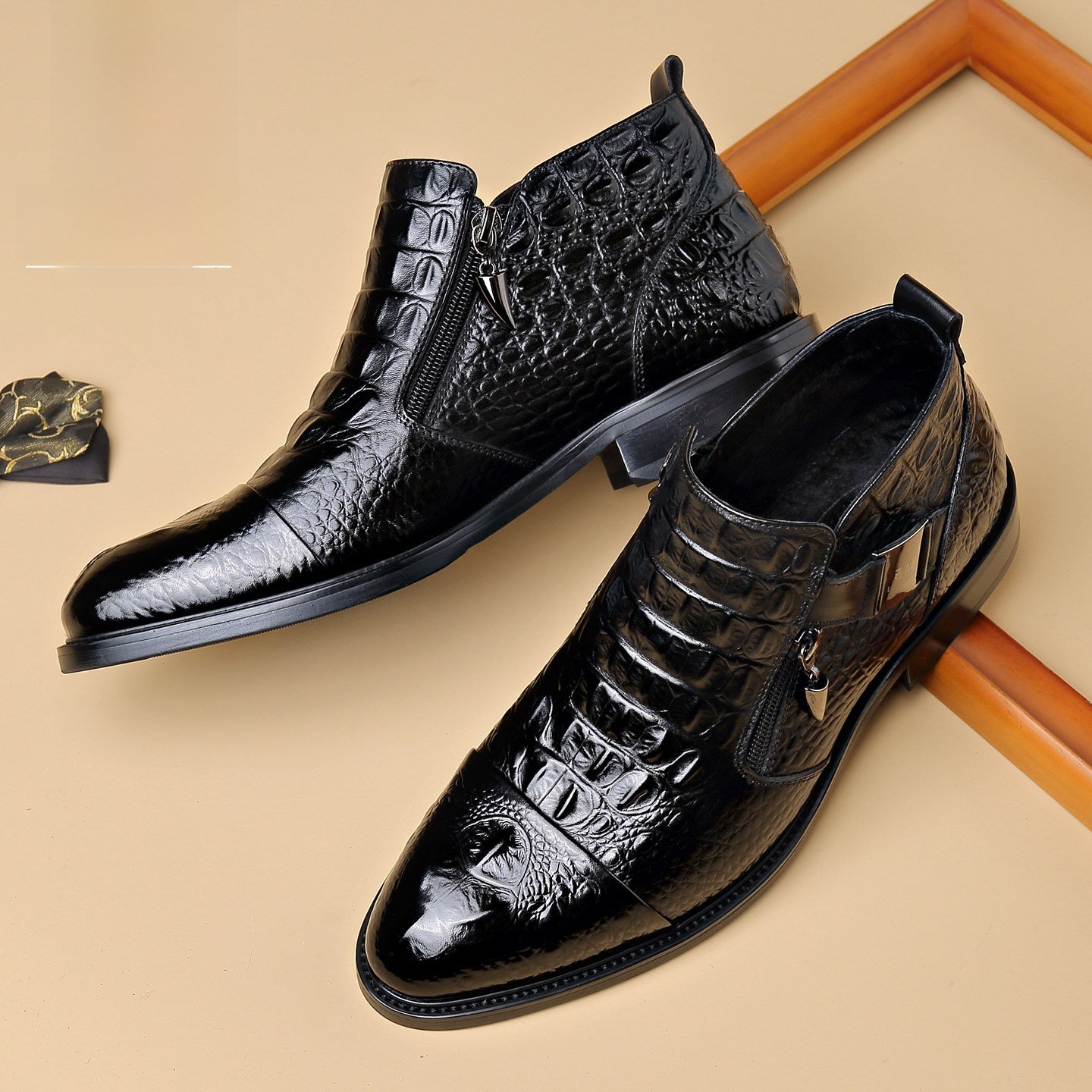 Bottes Chelsea décontractées en cuir véritable doublé de molleton