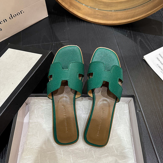 Sandales plates en forme de H pour la plage