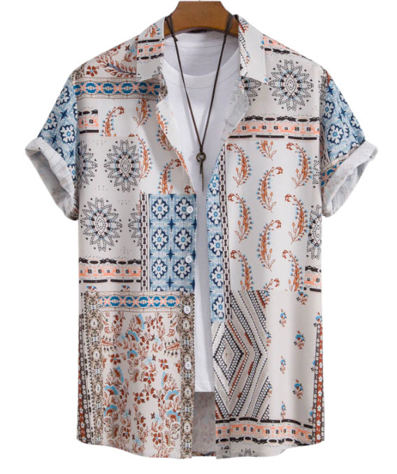 Chemise vintage pour homme à manches courtes