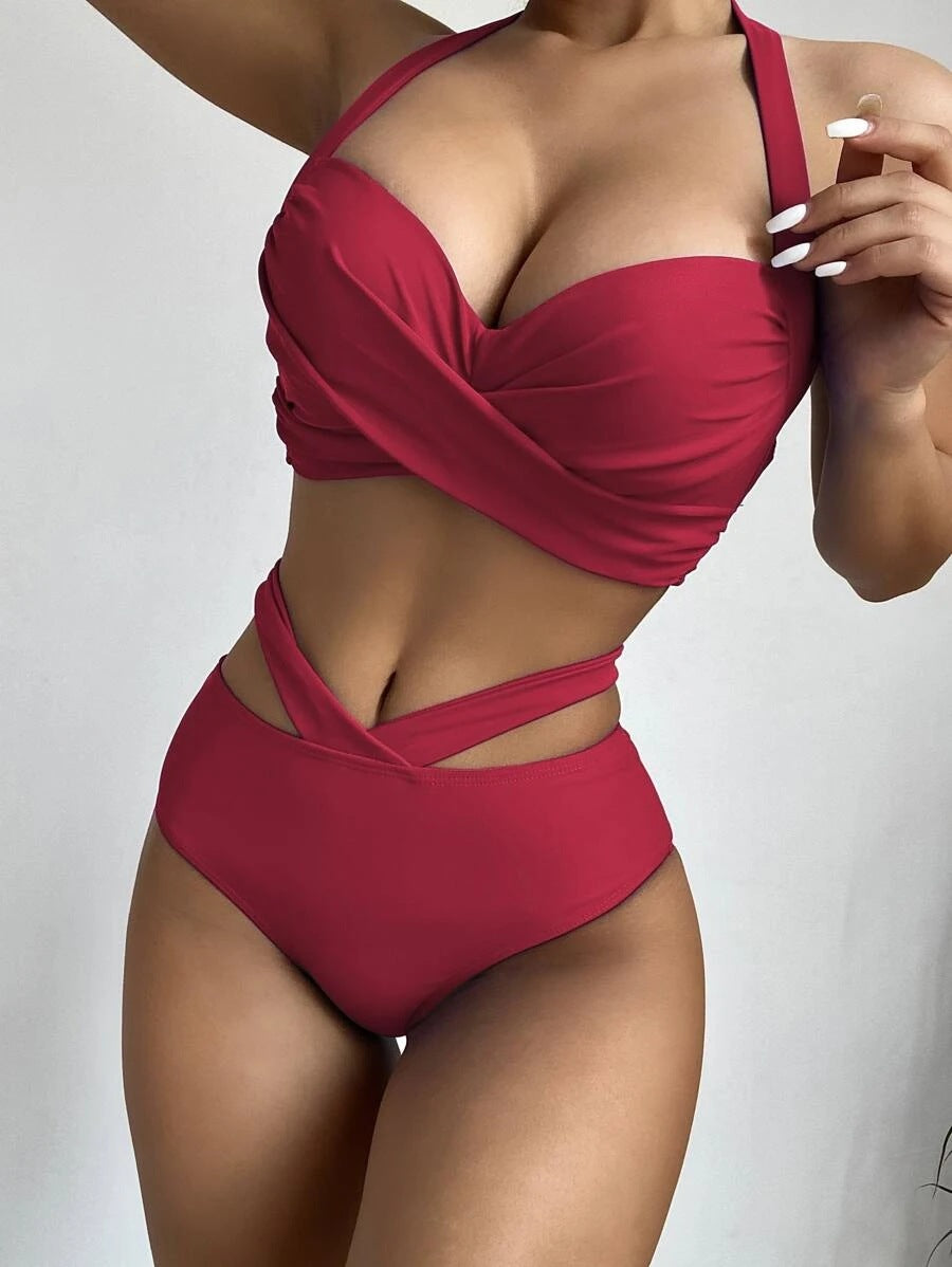 Maillot de bain bikini taille haute avec armatures
