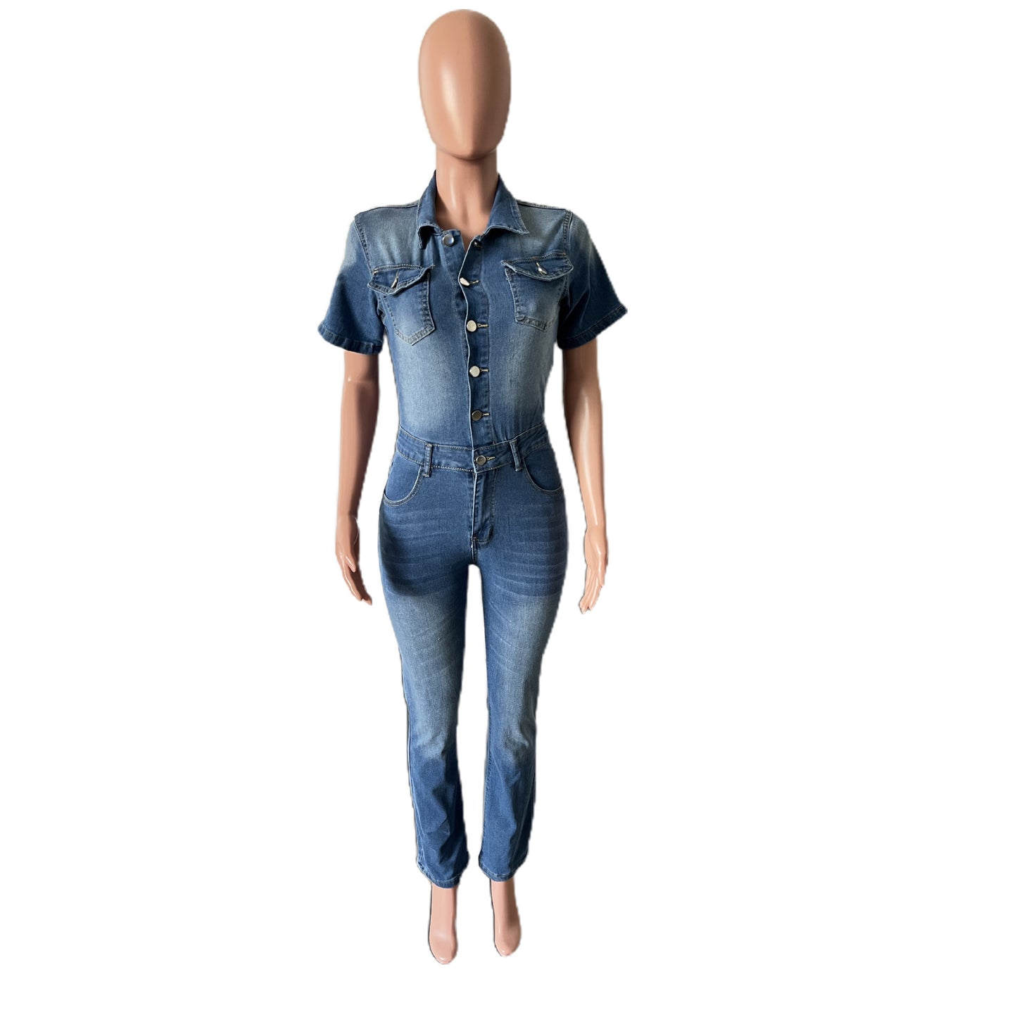 Combinaison en jean stretch avec taille élastique