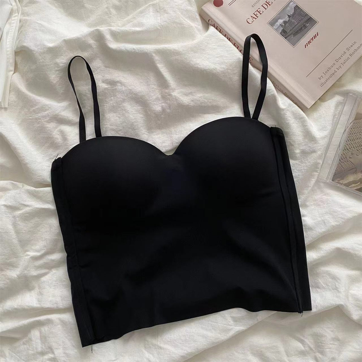 Débardeur bustier en soie glacée pour femme avec bonnets fixes