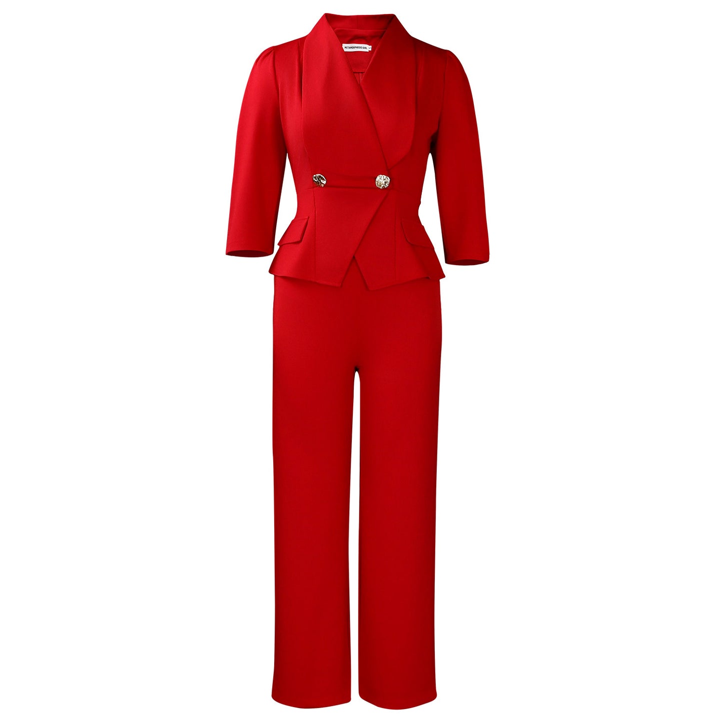 Habit :Combinaison pantalon large à col tailleur pour femme