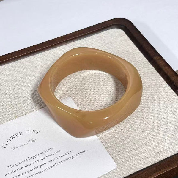 Bracelet géométrique irrégulier en résine pour femme