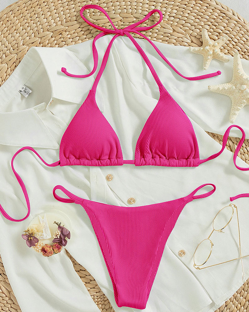Maillot de bain bikini à lacets pour femmes